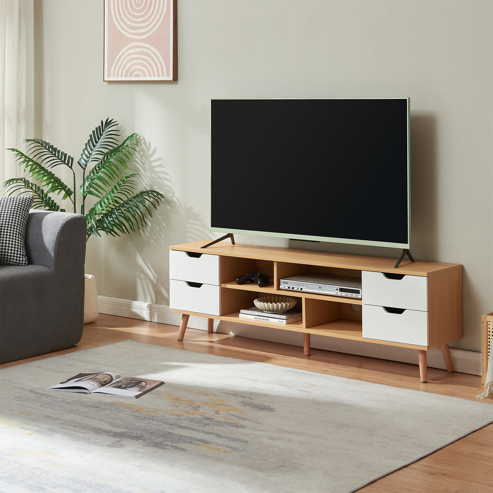 Tv-meubel Bordkak 140x30x45 cm eikenkleurig en wit [en.casa]