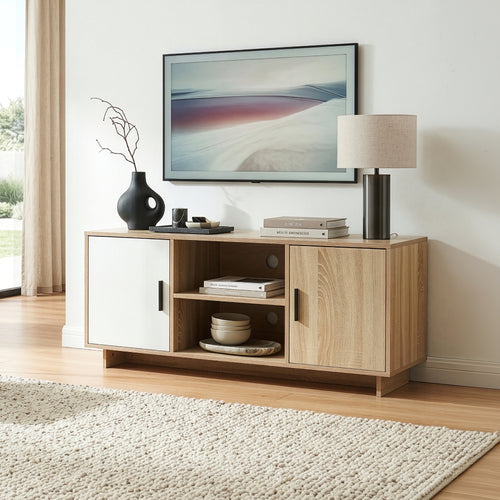Tv-meubel Kenta 120x39x52 cm sonoma eiken en wit [en.casa] 