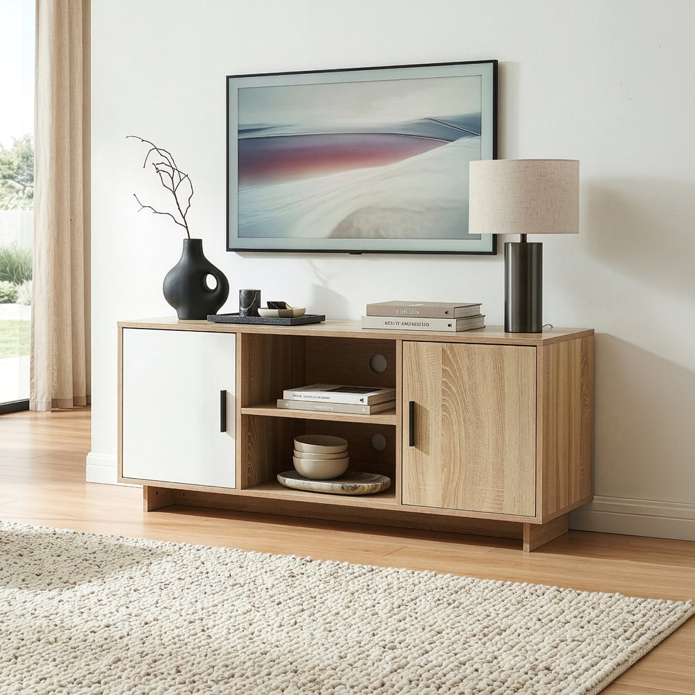Tv-meubel Kenta 120x39x52 cm sonoma eiken en wit [en.casa] 