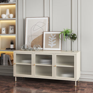 Meuble TV - Lindau acier 120x40x59 cm crème [en.casa] - premiumXL