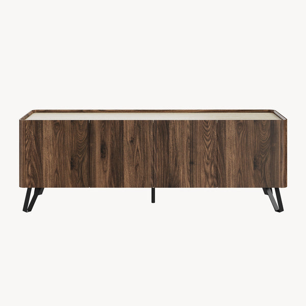 Meuble TV Trorlon 160 x 40 x 55 cm effet noyer travertin [en.casa]