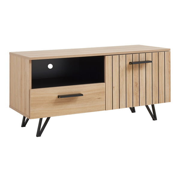 Tv-meubel Noppen eikenkleurig en zwart [en.casa]