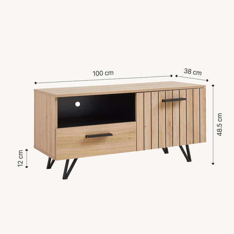Maatschets Tv-meubel Noppen eikenkleurig en zwart [en.casa]