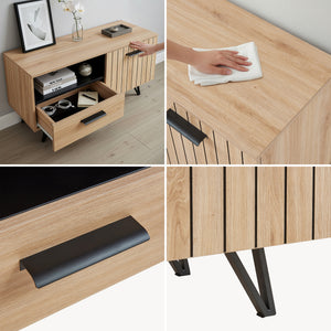Tv-meubel Noppen eikenkleurig en zwart [en.casa]