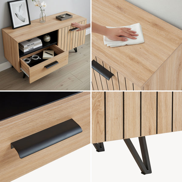 Tv-meubel Noppen eikenkleurig en zwart [en.casa]