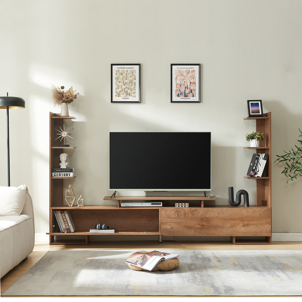 Meuble TV Rauki avec étagères latérales 233 x 31 x 140,5 cm [en.casa]