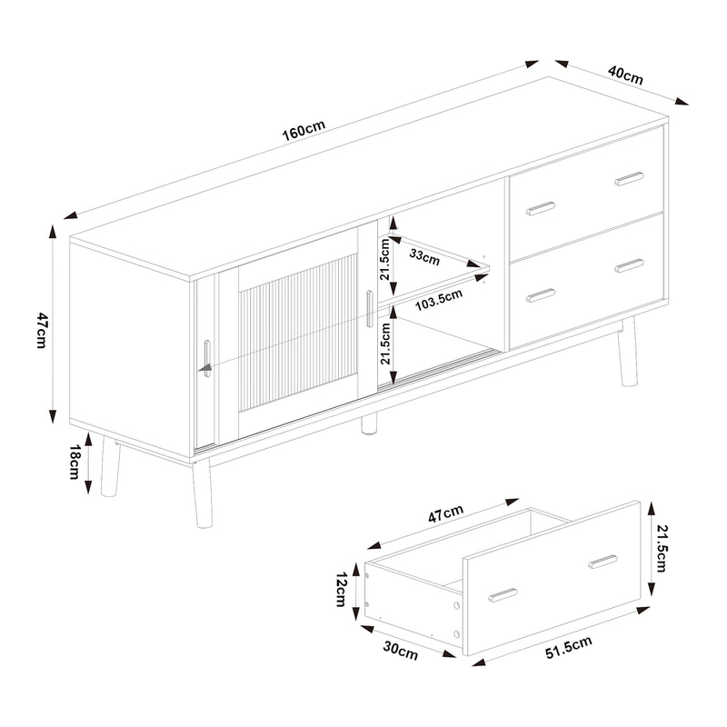 Maatschets Tv-meubel Susa 160x40x65 cm [en.casa]