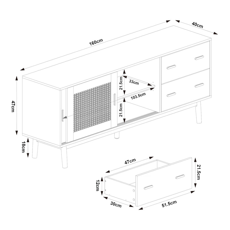 Maatschets Tv-meubel Susa 160x40x65 cm [en.casa]
