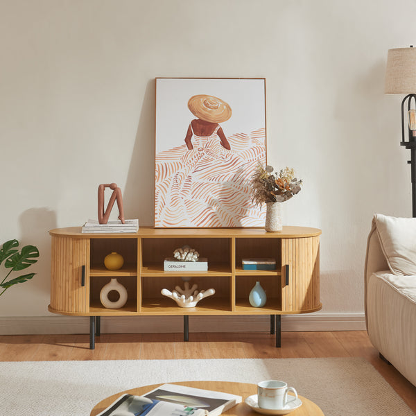 Meuble TV Tvedestrand bamboo 140 x 40 x 55 cm [en.casa]
