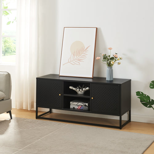 Meuble TV Janakkala acier noir [en.casa]