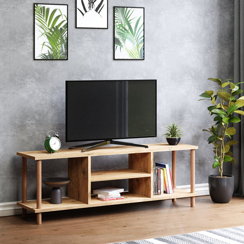 Meuble TV Ærøskøbing avec 2 compartiments de rangement 43x120x29 cm coloris assortis [en.casa] - premiumXL