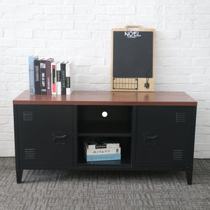 Meuble TV Pälkäne à 2 portes 58 x 113 x 40 cm noir et bois [en.casa]