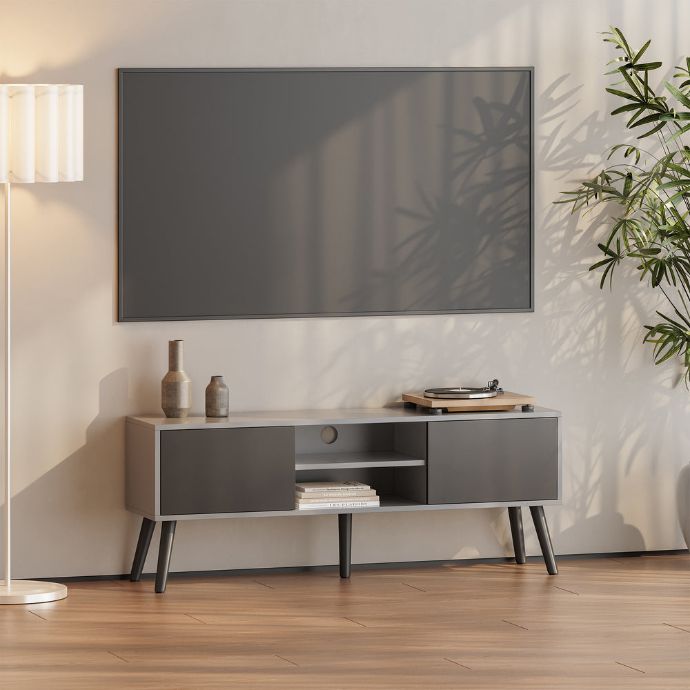 Meuble TV Eskilstuna avec 2 portes d’armoire et 2 étagères [en.casa] - premiumXL