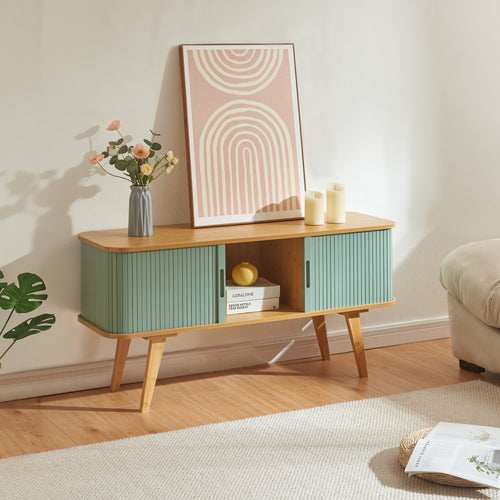 Meuble TV Tysvær bambou 120 x 40 x 58 cm [en.casa]