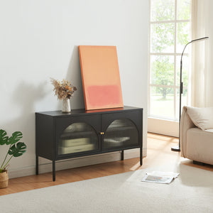Fernsehschrank Karlskrona 115x35x64 cm Zwart, mat [en.casa] - premiumXL
