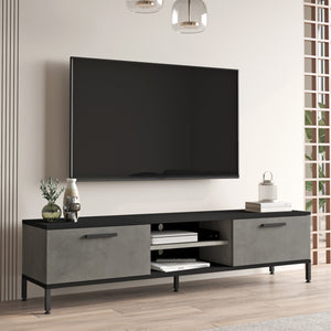 Meuble TV Lempäälä avec 2 compartiments de rangement 160 x 35 x 39 cm en différentes couleurs [en.casa] - premiumXL