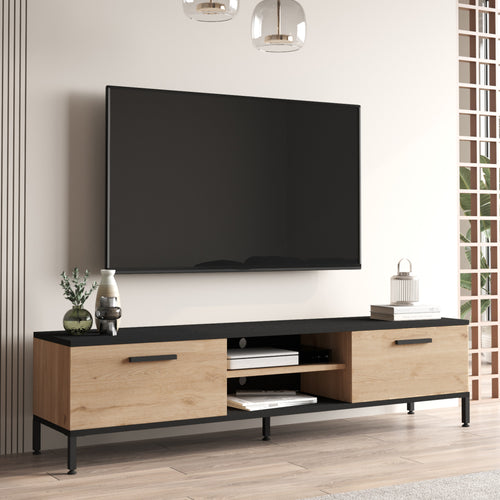 Meuble TV Lempäälä avec 2 compartiments de rangement 160 x 35 x 39 cm en différentes couleurs [en.casa] - premiumXL