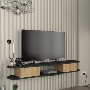 Meuble TV mural Nyskiri 150x35x19 cm anthracite/effet chêne [en.casa] - premiumXL
