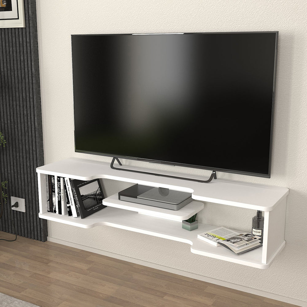 Meuble TV mural Yrela 120x30x26 cm blanc [en.casa] - premiumXL