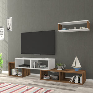 Ensemble de tables TV Malvik 2 pièces avec étagère [en.casa] - premiumXL