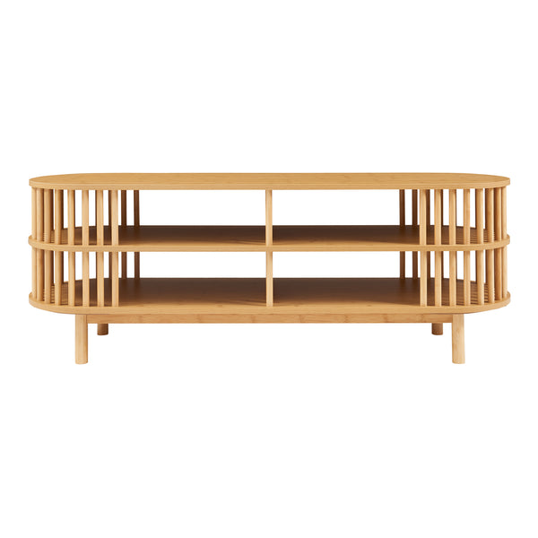 Tv-meubel Jarvenpaa met 4 open vakken naturel [en.casa]