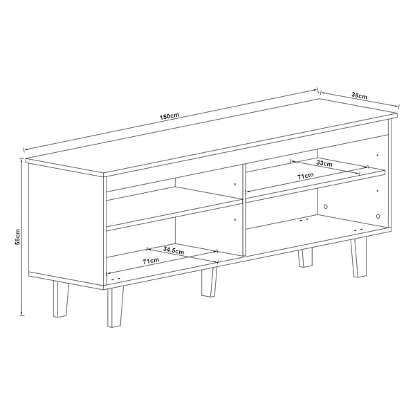 Meuble TV Stenløse 58 x 150 x 38 cm [en.casa]