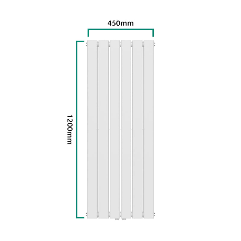 Croquis coté Radiateur à panneaux double Nore 1140 W acier 120 x 45 cm blanc [neu.haus]