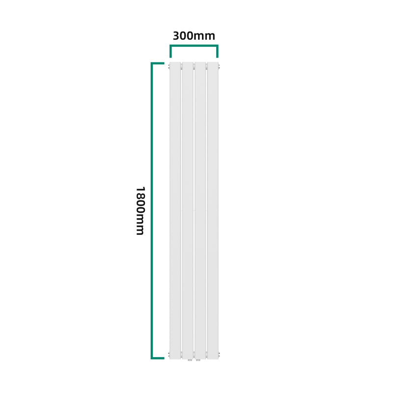 Croquis coté Radiateur à panneaux double Nore 1122 W acier 180 x 30 x 7 cm blanc [neu.haus]