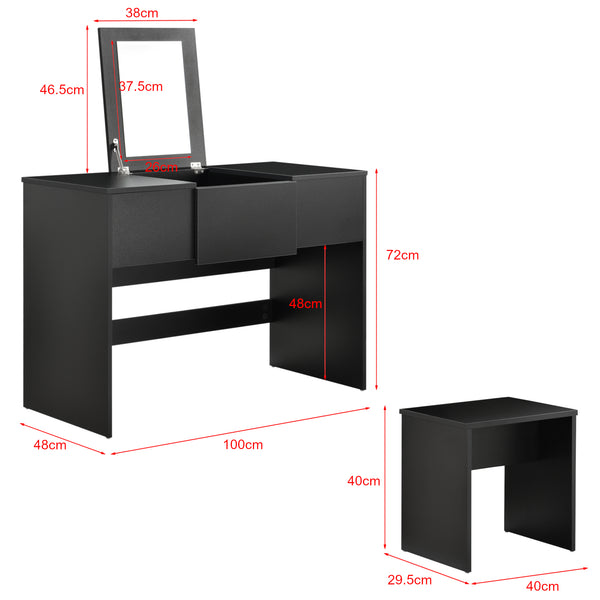 Coiffeuse avec Miroir Escamotable Tabouret Dalvik 72 x 100 x 48 cm [en.casa]