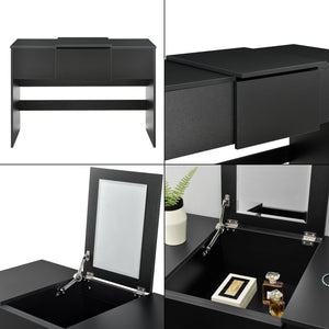 Coiffeuse avec Miroir Escamotable Tabouret Dalvik 72 x 100 x 48 cm [en.casa]