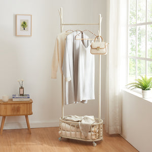 [en.casa] Kledingrek op wielen Risør 175x60x32 cm wit