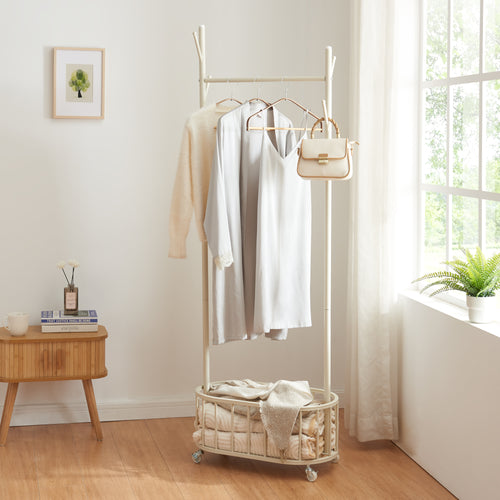 [en.casa] Kledingrek op wielen Risør 175x60x32 cm wit
