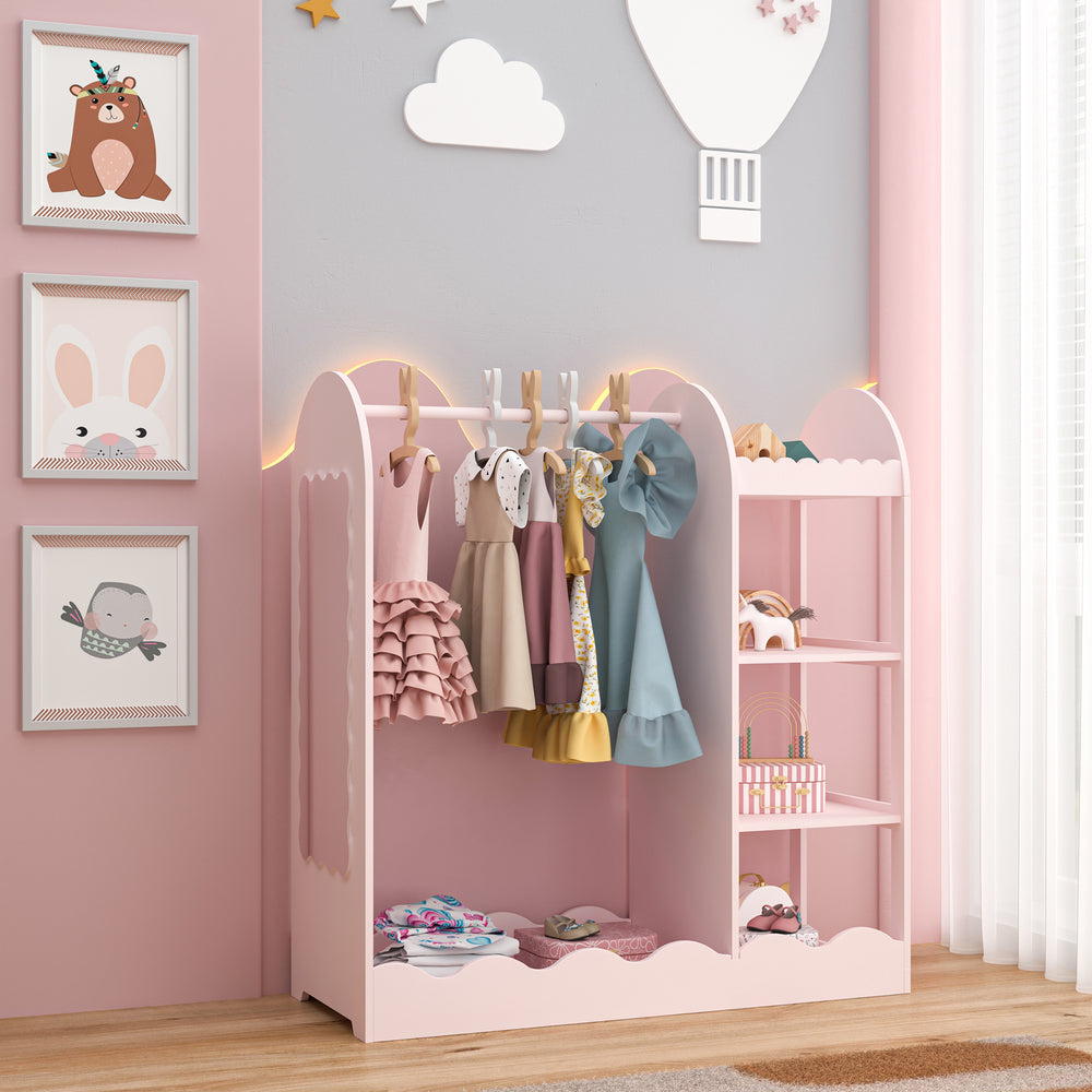Portemanteau pour enfants Vestnes 100 x 94 x 38 cm rose [en.casa]