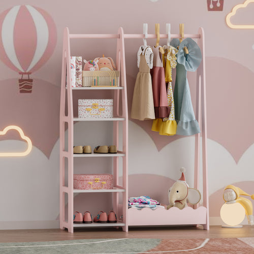 Porte-manteau pour enfants Vestnes 114x77x30 cm Cotton Candy/Blanc [en.casa] - premiumXL