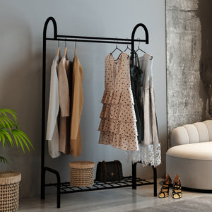 [en.casa] Kledingrek Vallø met plank metaal 145x88,5x34,5 cm zwart