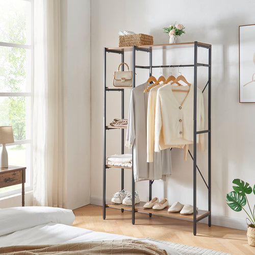 Garderobenständer Hvidovre 170x100x35 cm Zwart/Houtkleur [en.casa] - premiumXL
