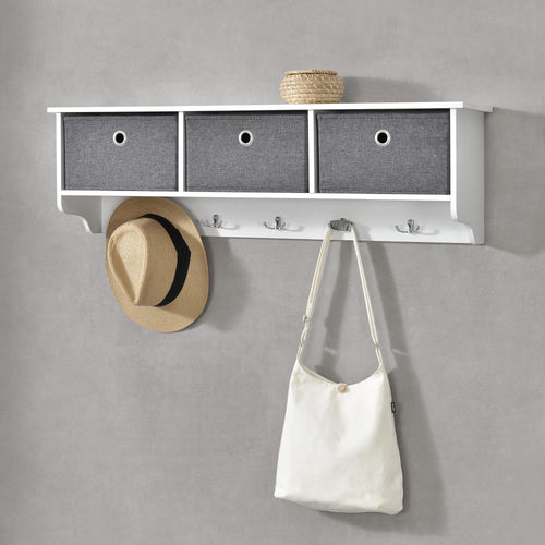 Wandgarderobe Horsens met opbergboxen 100x20x30cm Wit/Grijs en.casa - premiumXL