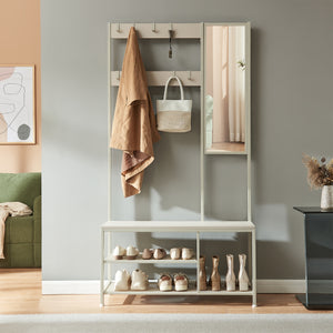 Kapstok Napinerg met spiegel schoenenrek en zitbank [en.casa]