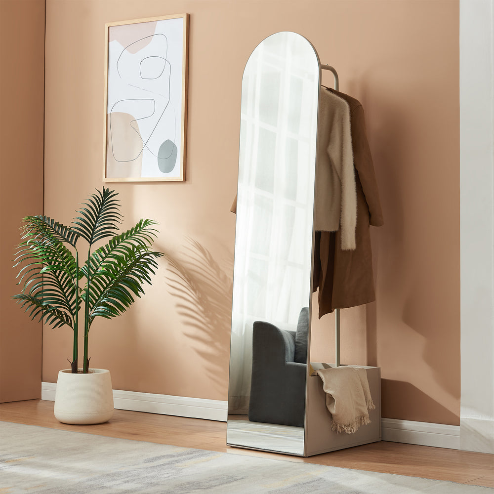 Staande garderobespiegel Kuonta met kledingrek 165x40x51 cm [en.casa]