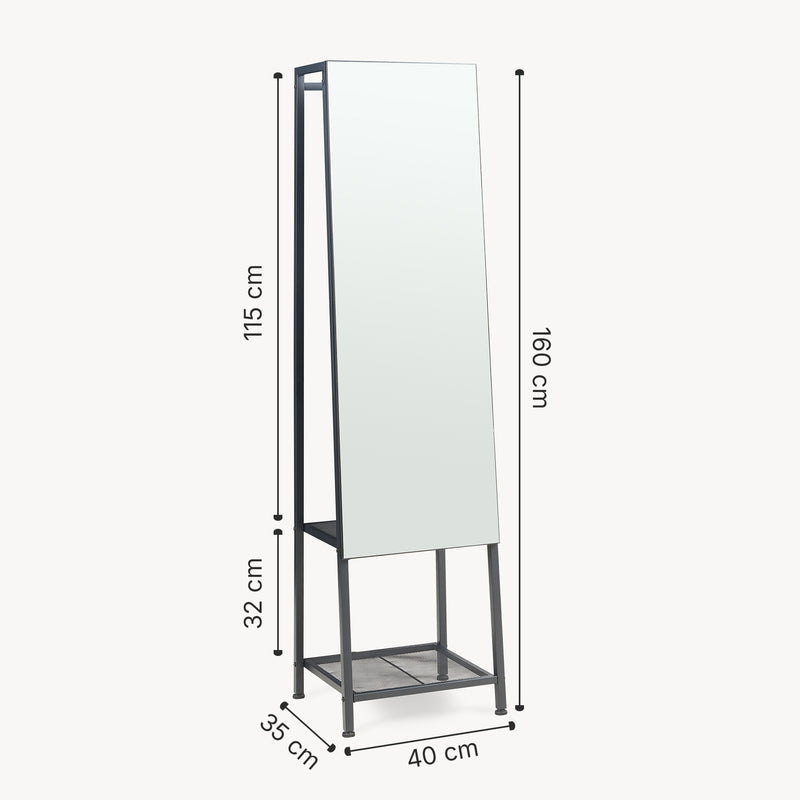 Croquis coté Miroir penderie Klilbojle 160 x 40 x 35 cm [en.casa]