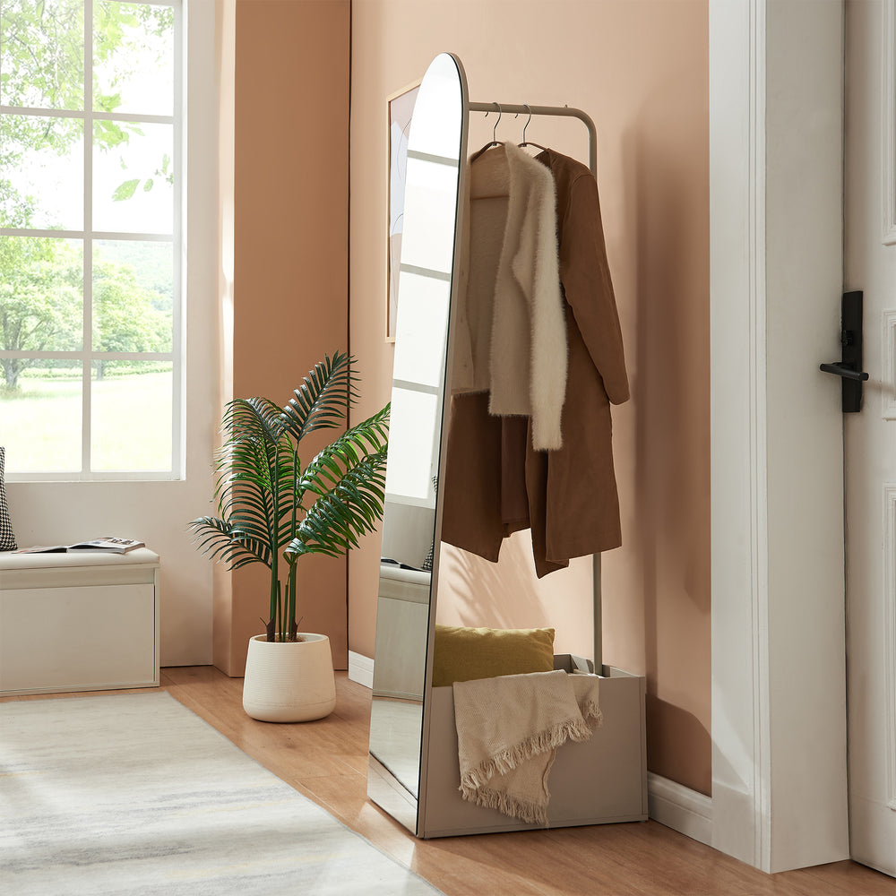 Staande garderobespiegel Kuonta met kledingrek 165x40x51 cm [en.casa]