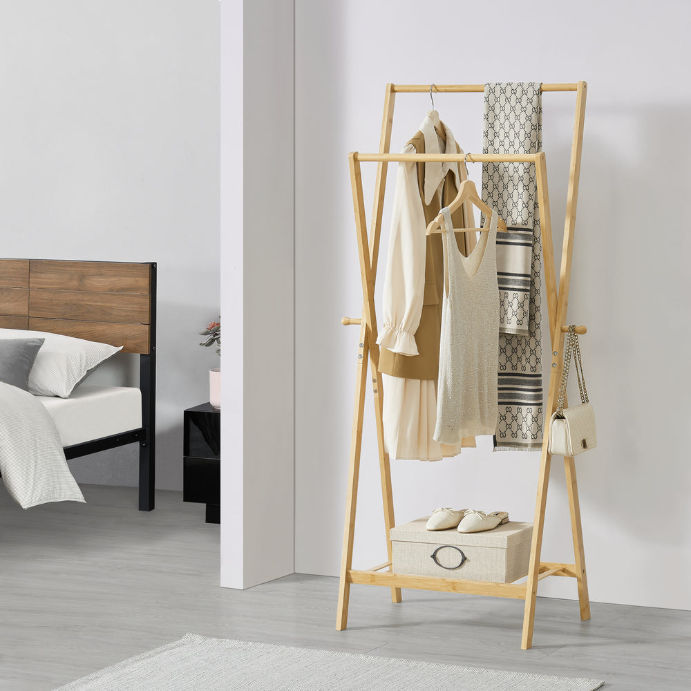 Garderobenständer Keitele 150 x 60 x 42 cm Bamboe Natuur [en.casa] - premiumXL