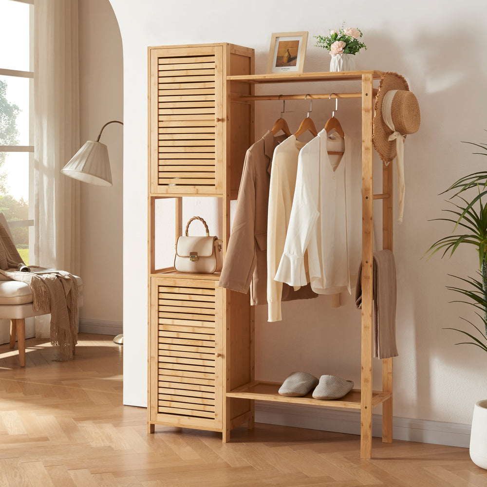 Portant à vêtements Oldsum bambou 164 x 99 x 29 cm naturel [en.casa]