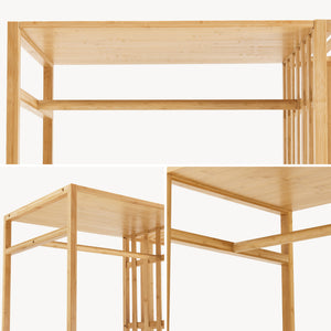 Kledingkast Varanger bamboe open kast 185x100x45 cm naturel [en.casa]