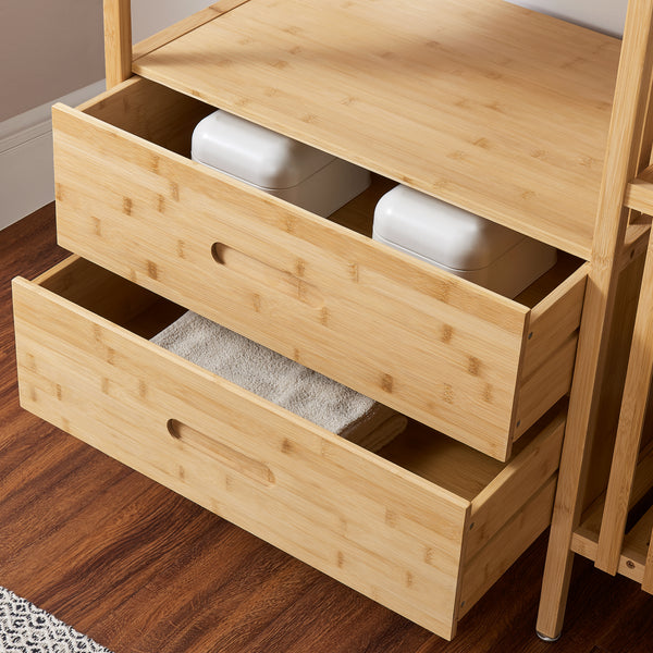 Kledingkast Varanger bamboe open kast 185x100x45 cm naturel [en.casa]