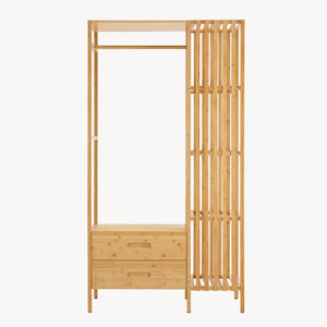 Kledingkast Varanger bamboe open kast 185x100x45 cm naturel [en.casa]