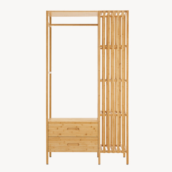 Kledingkast Varanger bamboe open kast 185x100x45 cm naturel [en.casa]