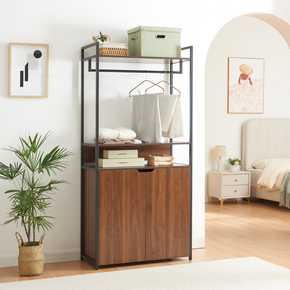 Ensemble de portants à vêtements Larem noir effet noyer [en.casa]