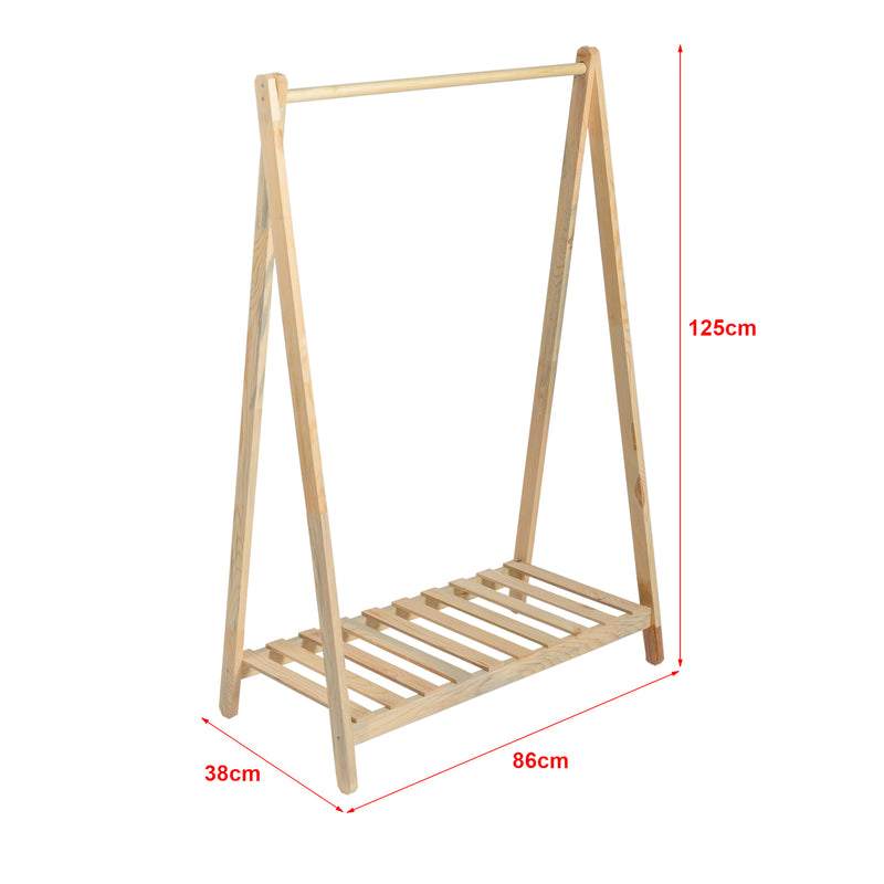 Maatschets [en.casa] Kledingrek Ledøje met plank grenen houtkleurig - 3 varianten
