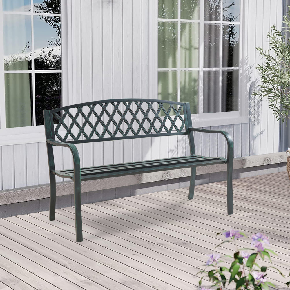 Banc de jardin Opsasar 127 x 53,5 x 88 cm acier casa.pro